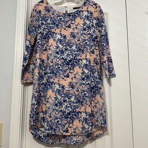 Pink & blue patterned shift dress
